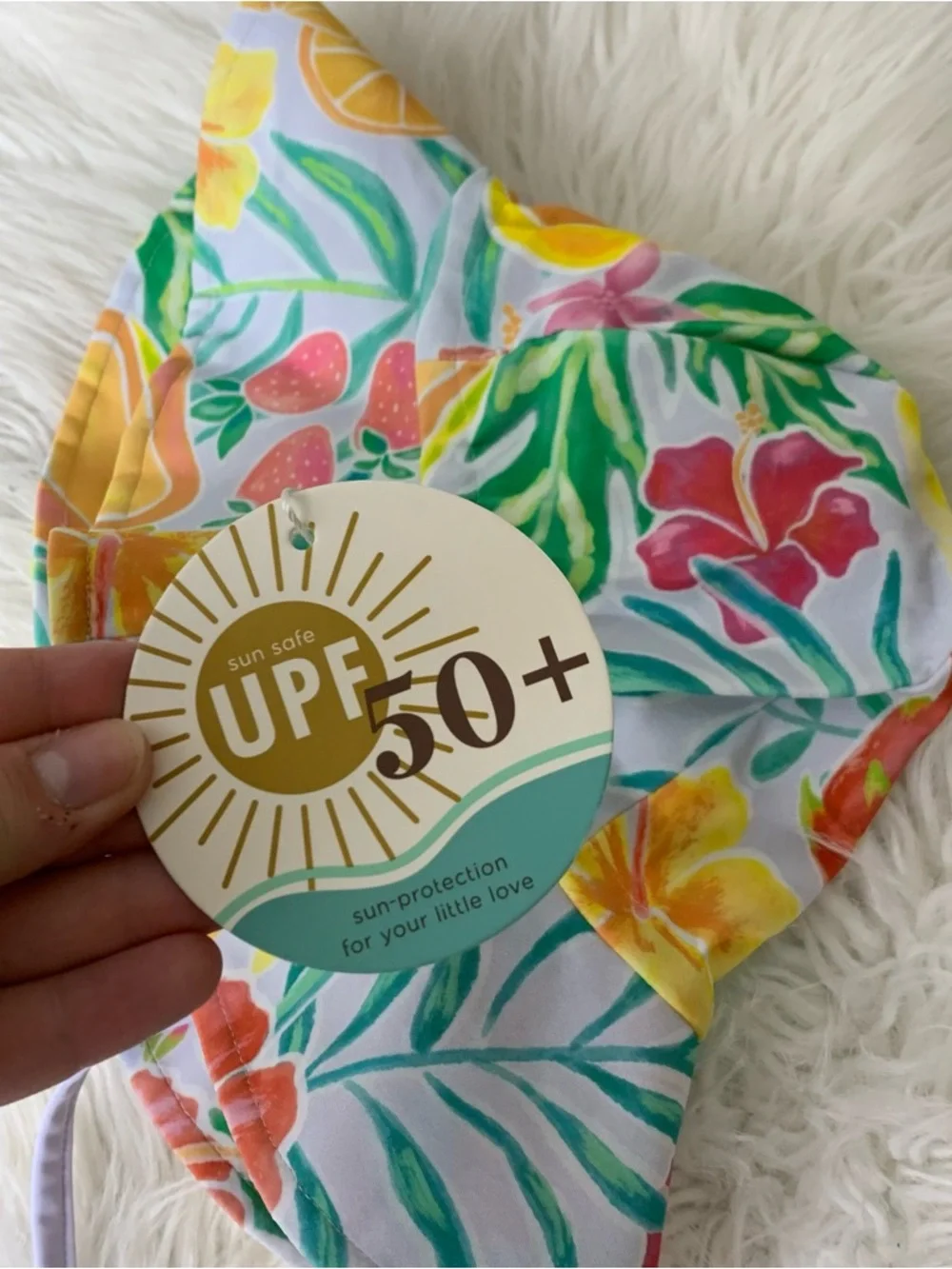 Caden Lane UPF 50+ Floral Fruit Print Kids Sun Hat Size S